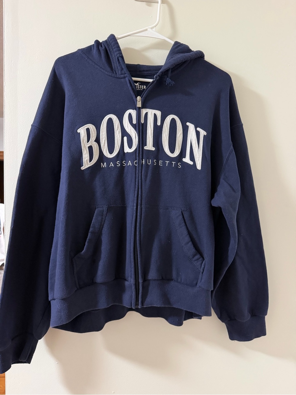 Hollister Navy Boston Massachusetts Zip-Up Hoodie